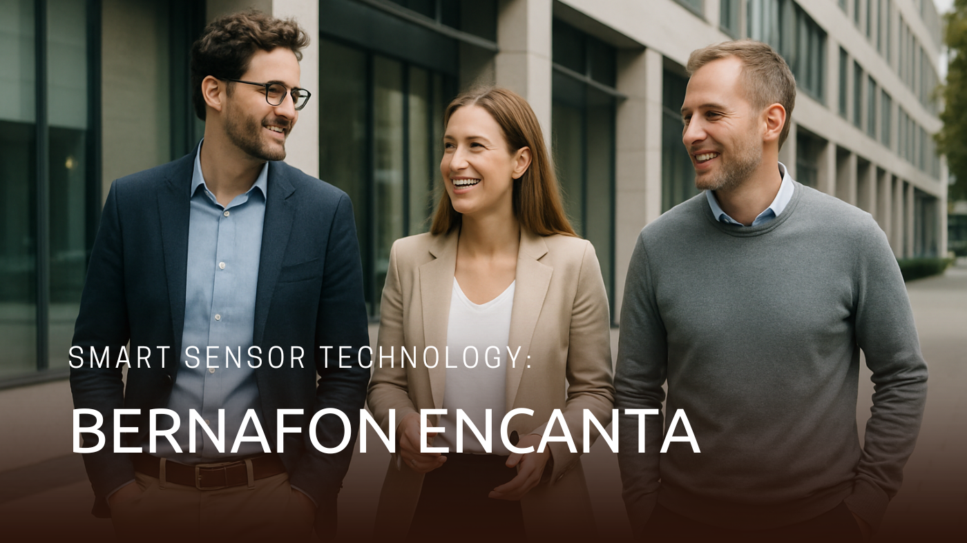 Bernafon Encanta Hearing Aids: Made for Life in 2025 1 3 peaople, one of them wearing Bernafon Encanta